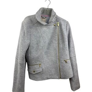 Banana Republic Womens XL Grey Wool Blend Moto Jacket Gold Zip Size XL